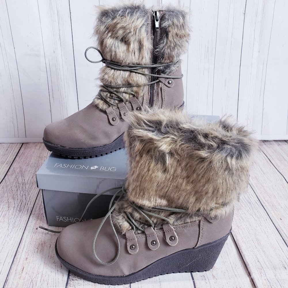 FASHION BUG FLURRY TAUPE ANKLE BOOTS